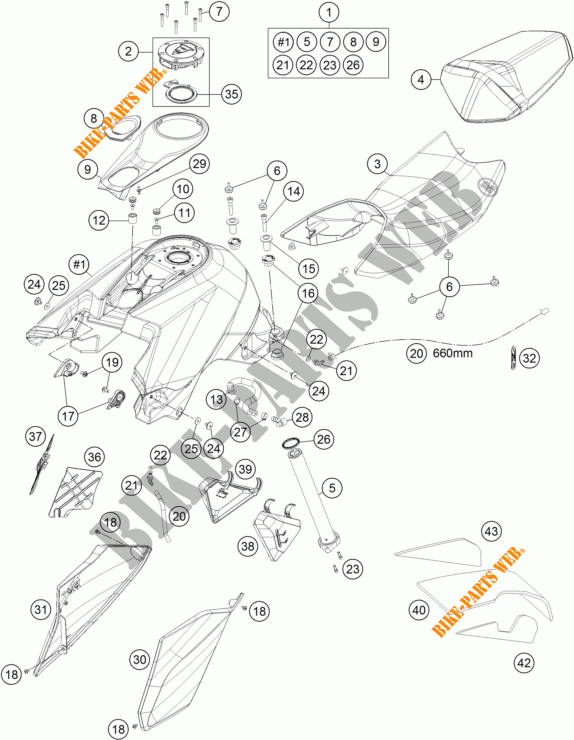 RESERVOIR / SELLE pour KTM 1290 SUPER DUKE R SPECIAL EDITION ABS de 2016