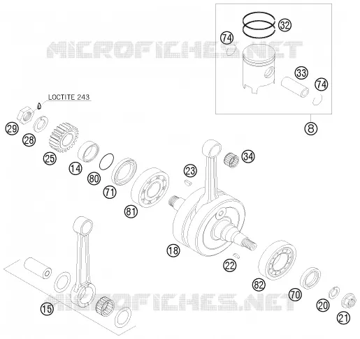 VILEBREQUIN / PISTON KTM MOTO 125 2008 SXS  125 SXS