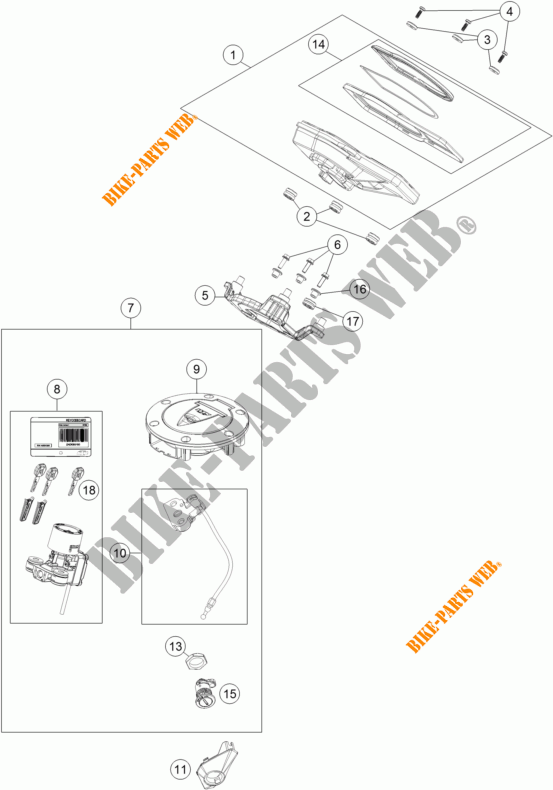 CONTACTEUR A CLE pour KTM 1290 SUPER DUKE R SPECIAL EDITION ABS de 2016