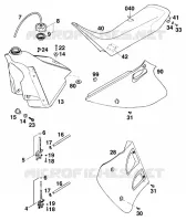 RESERVOIR / SELLE pour KTM 125 SX MARZOCCHI/OHLINS de 1995