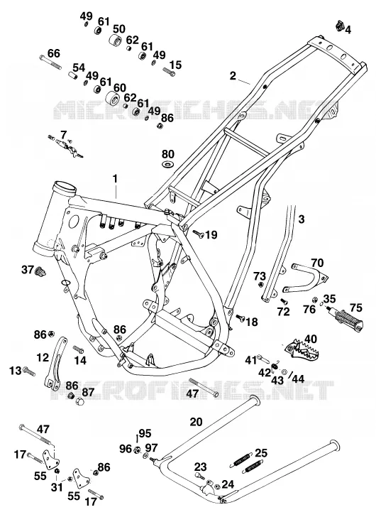 CADRE KTM MOTO 125 1995 SX  125 SX MARZOCCHI/OHLINS