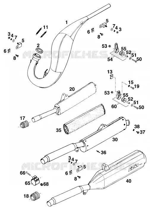 ECHAPPEMENT KTM MOTO 125 1995 SX  125 SX MARZOCCHI/OHLINS