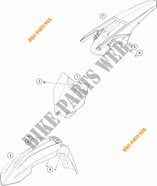 PLASTIQUES pour KTM 125 SX de 2016