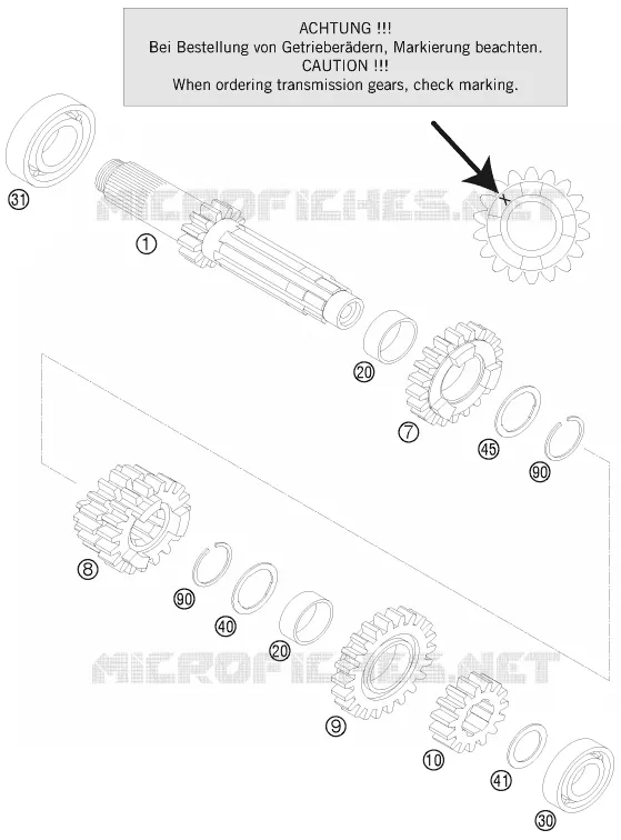 BOITE DE VITESSES - ARBRE PRIMAIRE KTM MOTO 125 2013 SX  125 SX