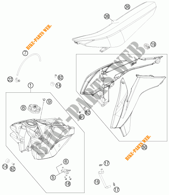 RESERVOIR / SELLE pour KTM 125 SX de 2013