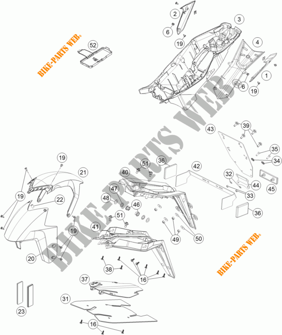 PLASTIQUES pour KTM 1290 SUPER DUKE R WHITE de 2018