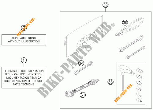 TROUSSE A OUTILS / MANUELS / OPTIONS pour KTM 450 SX-F de 2016