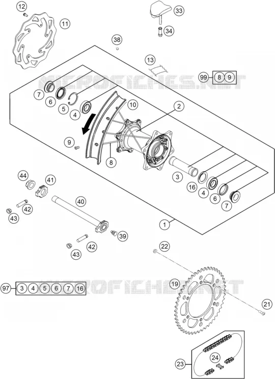 ROUE ARRIERE KTM MOTO 450 2015 SX-F  450 SX-F