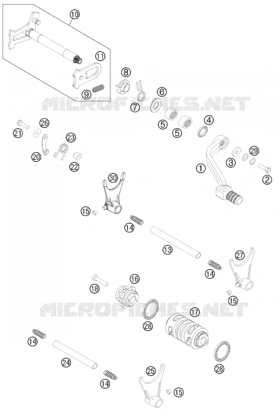 MECANISME DE SELECTION DE VITESSES KTM MOTO 450 2014 SX-F  450 SX-F