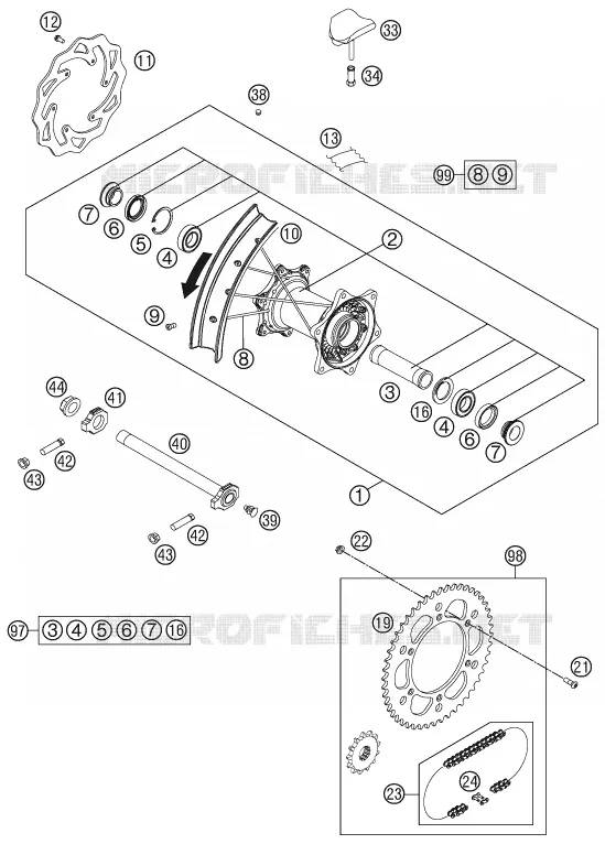 ROUE ARRIERE KTM MOTO 450 2014 SX-F  450 SX-F