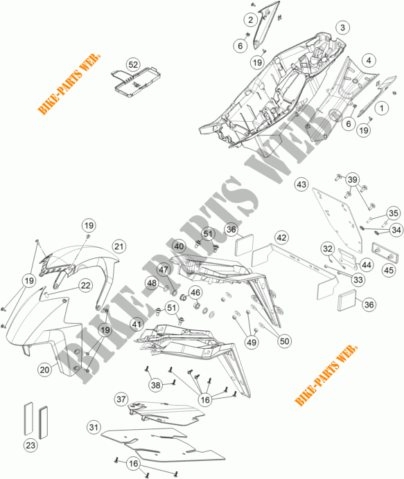 PLASTIQUES pour KTM 1290 SUPER DUKE R WHITE de 2018