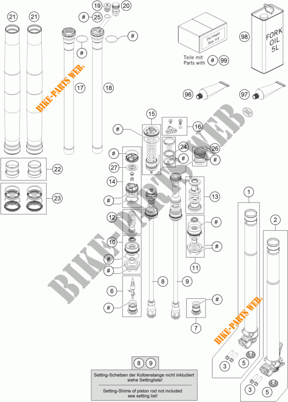 FOURCHE (PIECES) pour KTM 350 SX-F de 2018