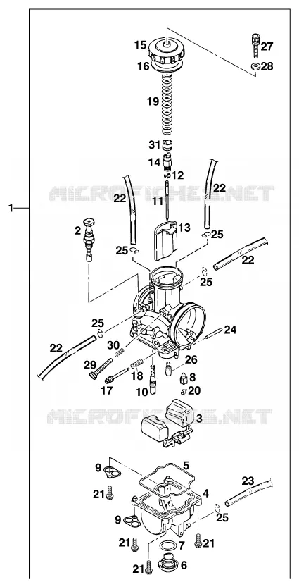CARBURATEUR KTM MOTO 250 1996 SX  250 SX MARZOCCHI/OHLINS