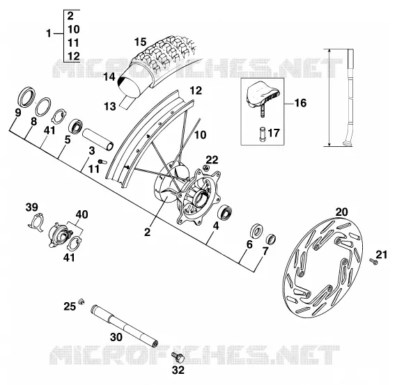 ROUE AVANT KTM MOTO 250 1996 SX  250 SX MARZOCCHI/OHLINS