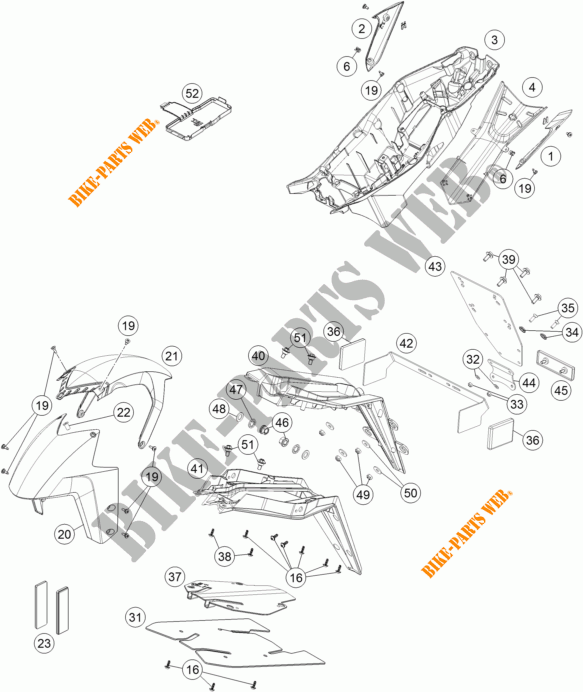 PLASTIQUES pour KTM 1290 SUPER DUKE R WHITE de 2017