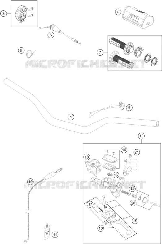 GUIDON / COMMANDES KTM MOTO 250 2018 SX  250 SX
