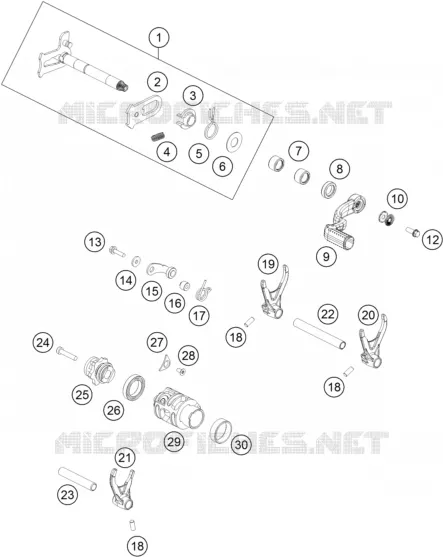 MECANISME DE SELECTION DE VITESSES KTM MOTO 250 2017 SX  250 SX