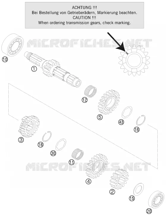 BOITE DE VITESSES - ARBRE PRIMAIRE KTM MOTO 250 2010 SX  250 SX