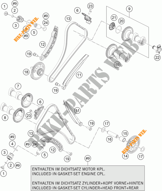 DISTRIBUTION pour KTM 1290 SUPER DUKE R WHITE de 2017