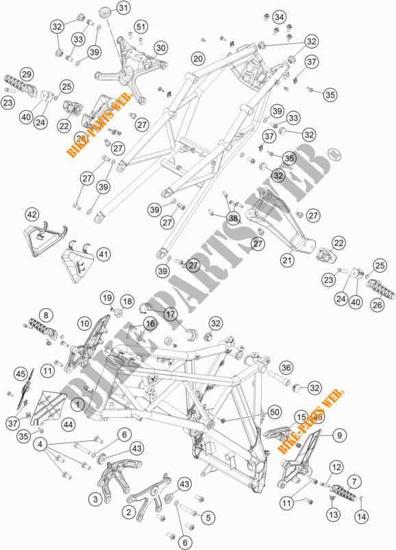 CADRE pour KTM 1290 SUPER DUKE R ORANGE ABS de 2016
