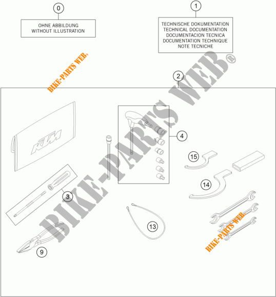 TROUSSE A OUTILS / MANUELS / OPTIONS pour KTM 1290 SUPER DUKE R ORANGE ABS de 2016