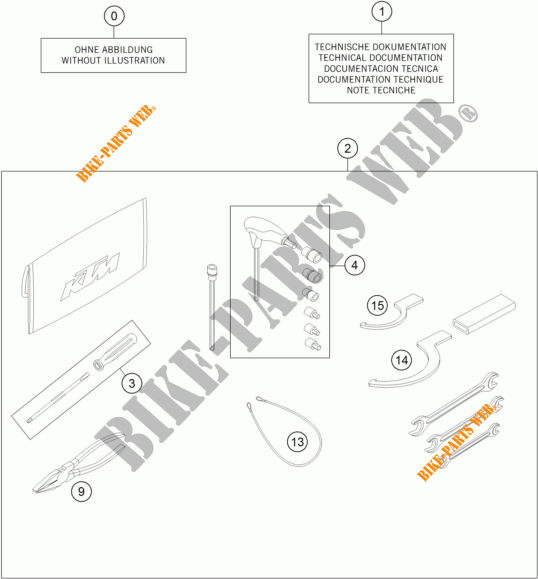 TROUSSE A OUTILS / MANUELS / OPTIONS pour KTM 1290 SUPER DUKE R BLACK ABS de 2016