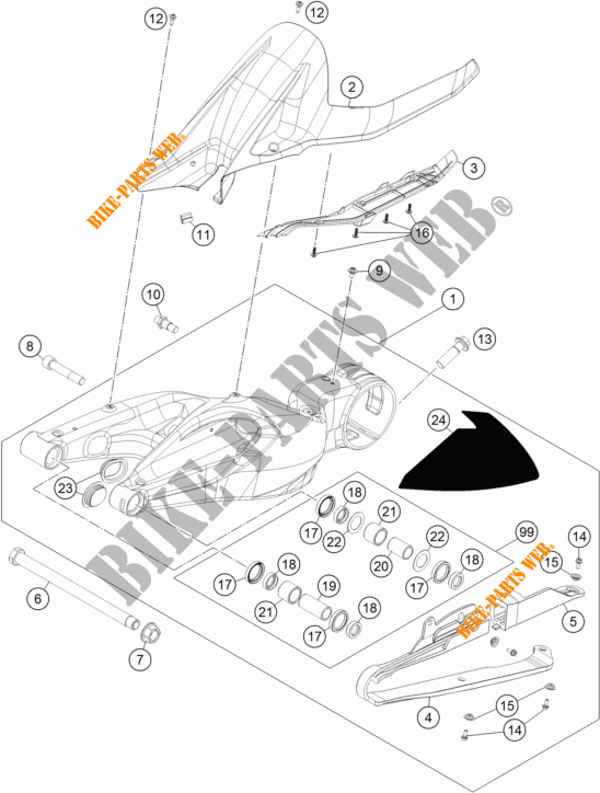 BRAS OSCILLANT  pour KTM 1290 SUPER DUKE R BLACK ABS de 2016