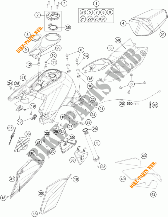 RESERVOIR / SELLE pour KTM 1290 SUPER DUKE R ORANGE ABS de 2016