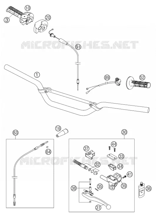 GUIDON / COMMANDES KTM MOTO 85 2004 SX  85 SX