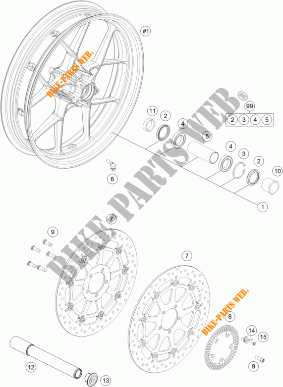 ROUE AVANT pour KTM 1290 SUPER DUKE R ORANGE ABS de 2016