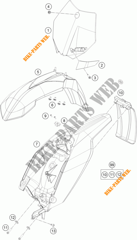 PLASTIQUES pour KTM 65 SX de 2015