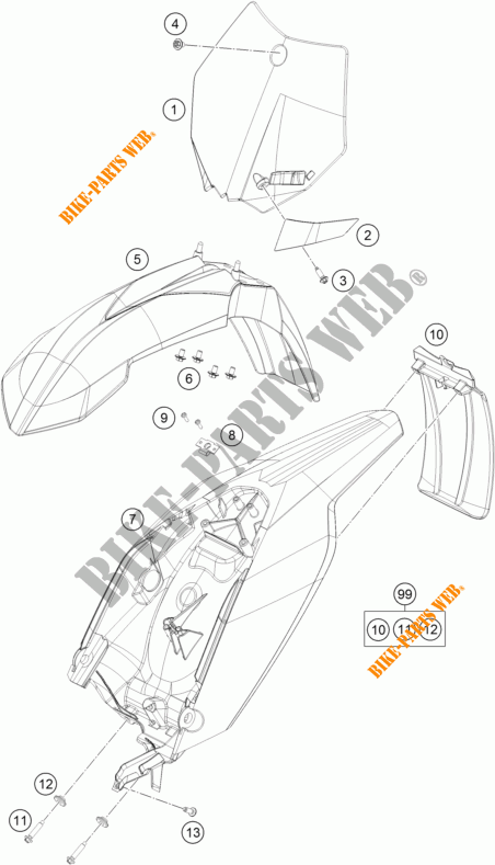 PLASTIQUES pour KTM 65 SX de 2014