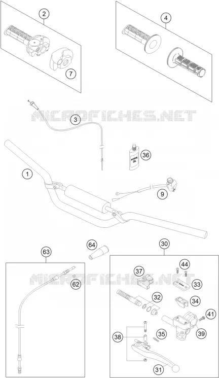 GUIDON / COMMANDES KTM MOTO 65 2010 SX  65 SX