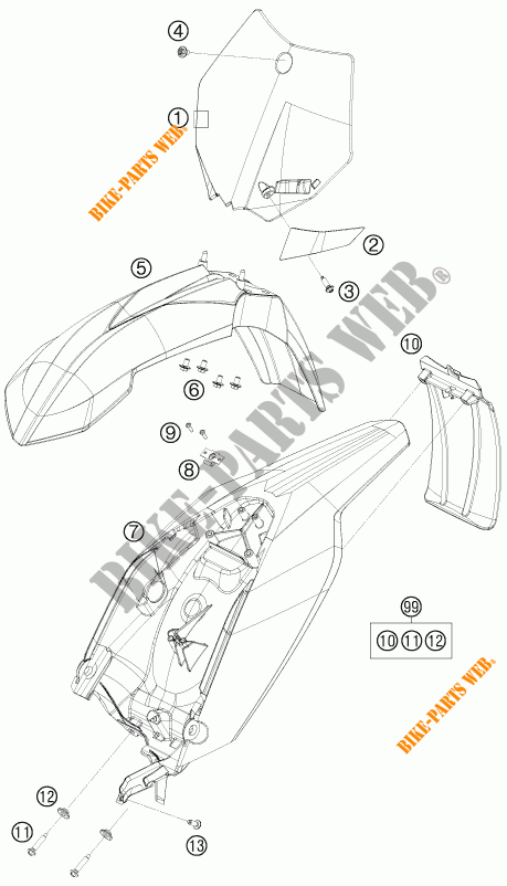 PLASTIQUES pour KTM 65 SX de 2010