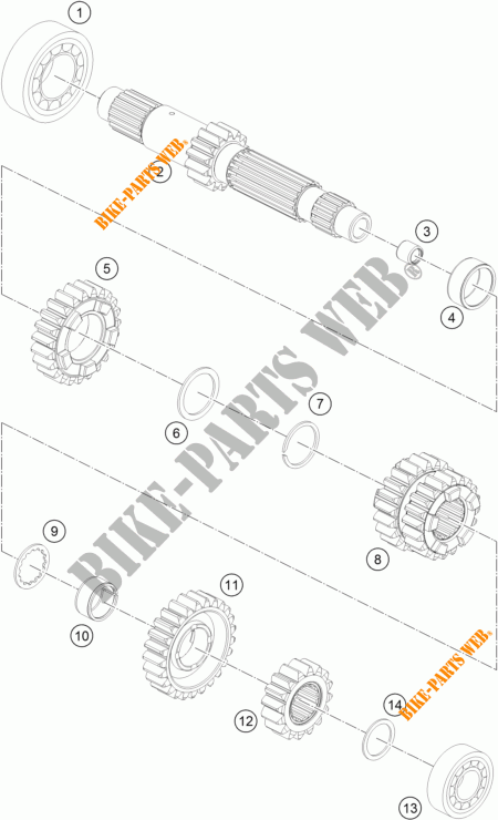 BOITE DE VITESSES   ARBRE PRIMAIRE pour KTM 1290 SUPER DUKE R ORANGE ABS de 2015