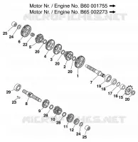 TRANSMISSION pour KTM 65 SX de 1998