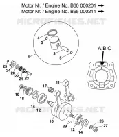 VILEBREQUIN / PISTON pour KTM 65 SX de 1998