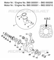 VILEBREQUIN / PISTON pour KTM 65 SX de 1998