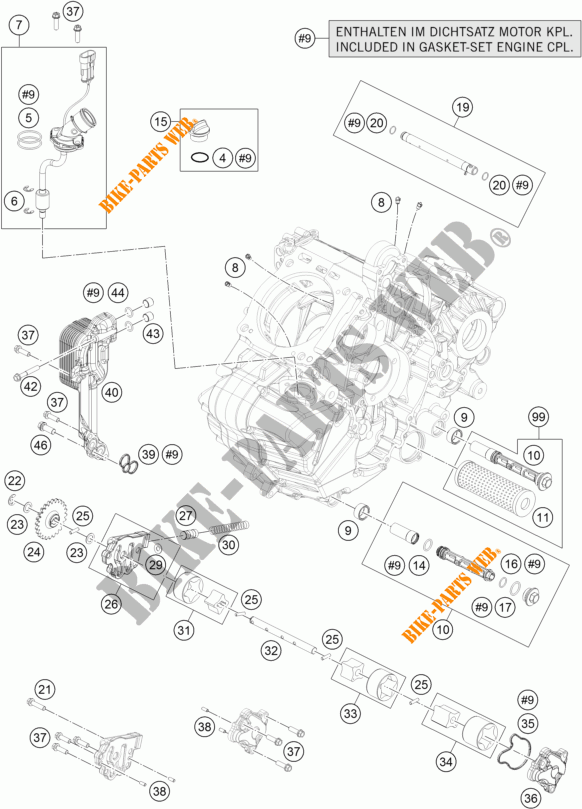 POMPE A HUILE pour KTM 1290 SUPER DUKE R ORANGE ABS de 2015