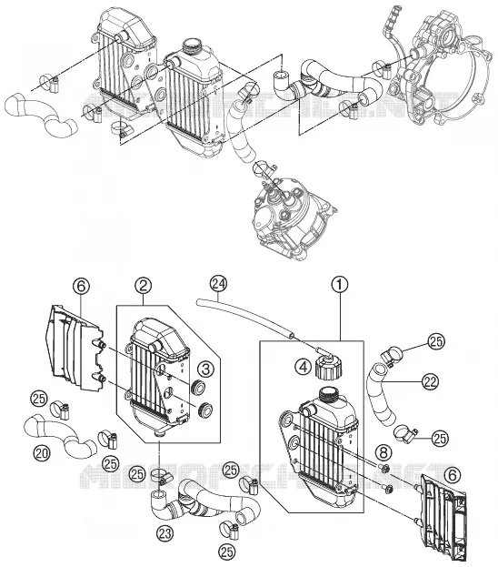 CIRCUIT DE REFROIDISSEMENT KTM MOTO 50 2012 SXS  50 SXS