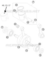 VILEBREQUIN / PISTON pour KTM 50 SX JUNIOR de 2008
