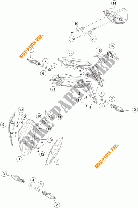 PHARE / FEU ARRIERE pour KTM 1290 SUPER DUKE R ORANGE ABS de 2015