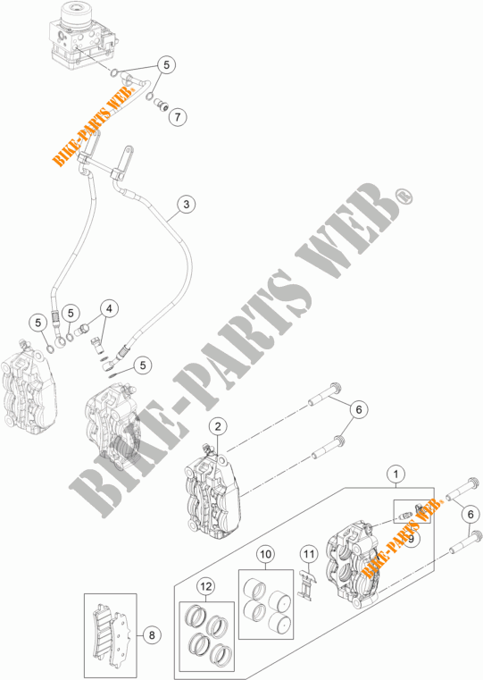ETRIER DE FREIN AVANT pour KTM 1290 SUPER DUKE R ORANGE ABS de 2014