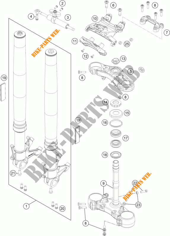 FOURCHE / T DE FOURCHE pour KTM 1290 SUPER DUKE R ORANGE ABS de 2014