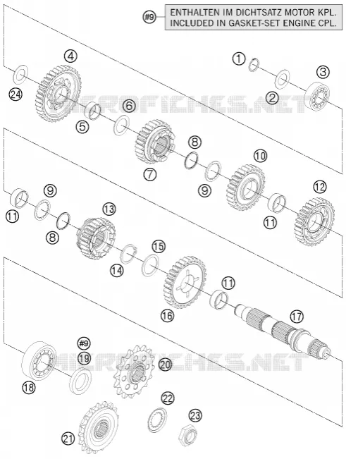 BOITE DE VITESSES - ARBRE SECONDAIRE KTM MOTO 1290 2014 SUPERDUKE  1290 SUPER DUKE R ORANGE ABS