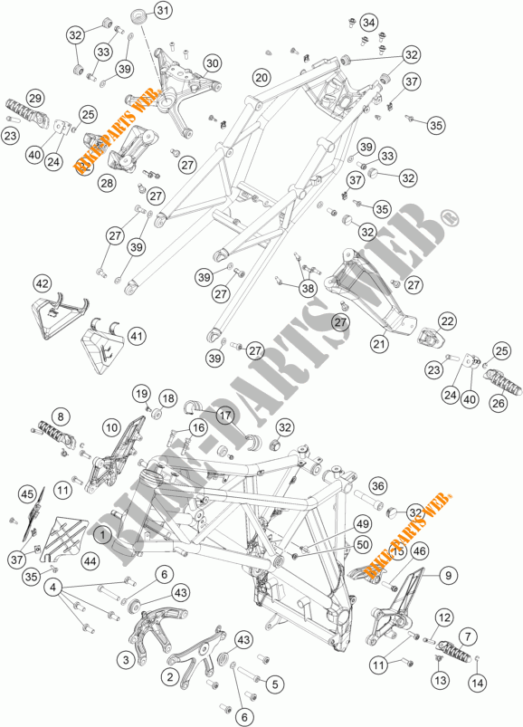 CADRE pour KTM 1290 SUPER DUKE R ORANGE ABS de 2014
