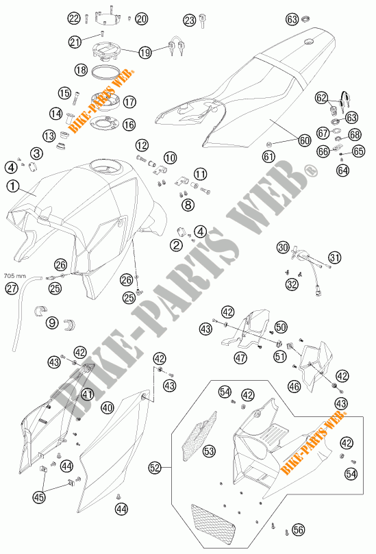 RESERVOIR / SELLE pour KTM 990 SUPER DUKE R de 2013