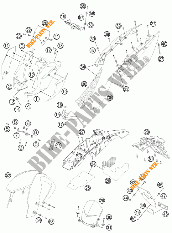 PLASTIQUES pour KTM 990 SUPER DUKE R de 2012