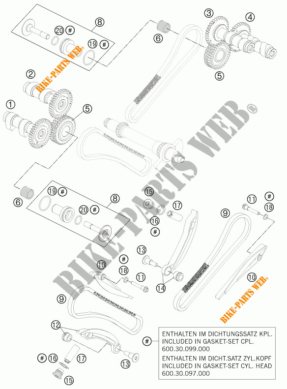 DISTRIBUTION pour KTM 990 SUPER DUKE R de 2012