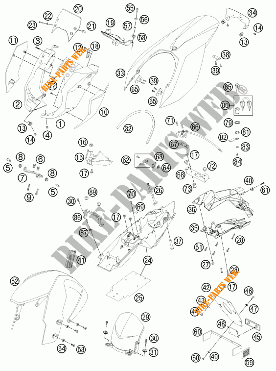 PLASTIQUES pour KTM 990 SUPER DUKE R de 2011